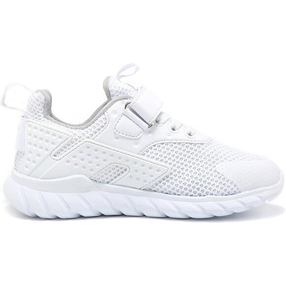 Kids White-2 Lightweight Tennis Athletic Casual Running Shoes Breathable Sneaker - Picture 3 of 7